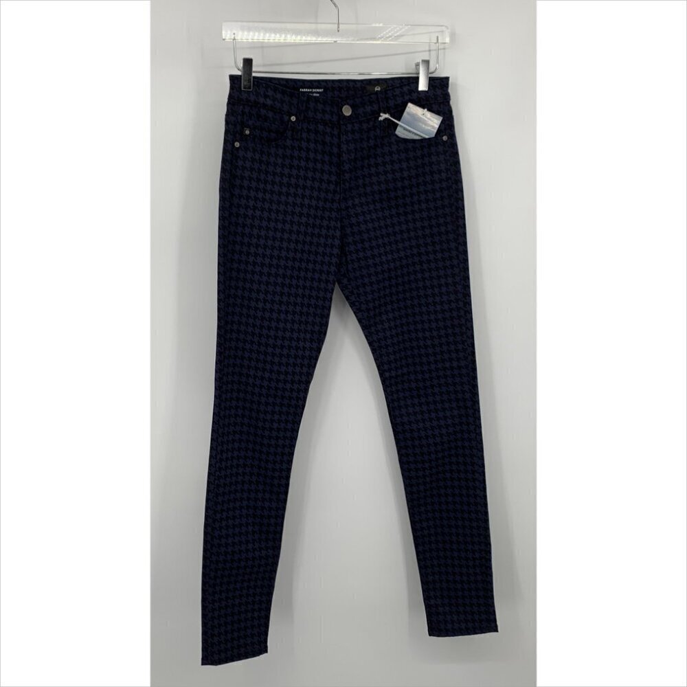 AG Adriano Goldschmied Farrah skinny velvet pants jeans houndstooth navy new 28